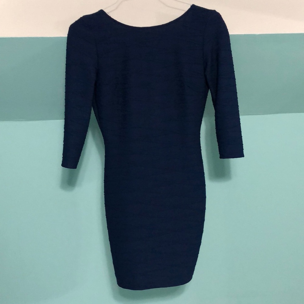 Navy blue spandex mini dress with texture. Size M
